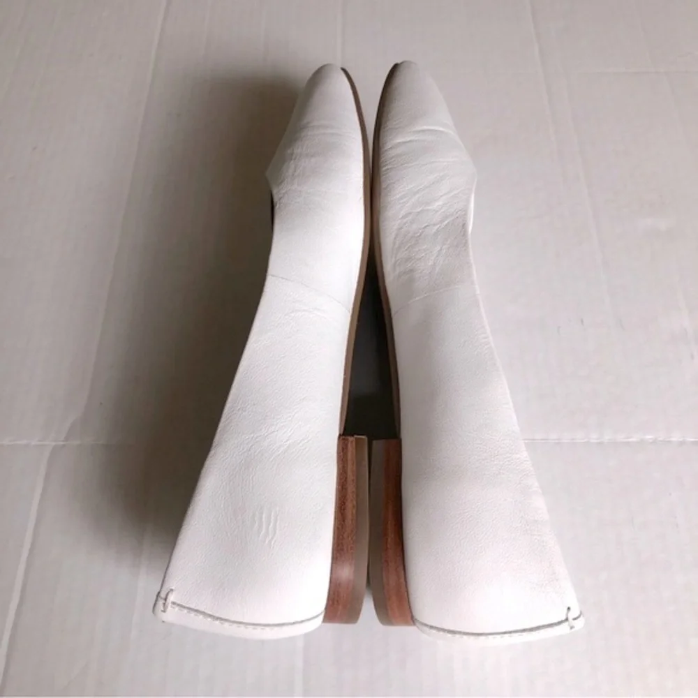 Frye Womens Dana white Square-toe Leather Heel Ballet Flats Shoes 9 - Picture 8 of 12
